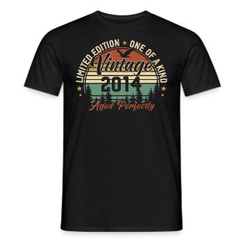 Vintage 2014 Rétro 2014 Cadeau D'anniversaire 2014 - T-shirt homme - noir - Devant - AI Model Male 178 light (178cm)