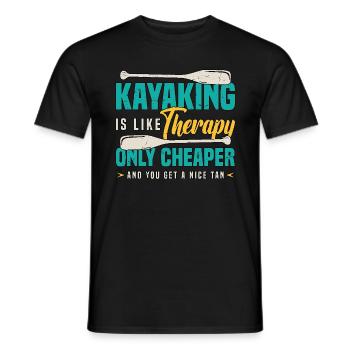 Kayak Fishing Kayaking Is Like Therapy Canoeing - Men's T-Shirt - black - Front - AI Model Male 178 light (178cm)