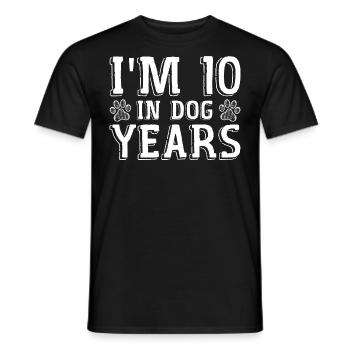 I'm 10 In Dog Years Tees | Funny 70th Birthday - T-shirt homme - noir - Devant - AI Model Male 178 light (178cm)