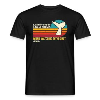 Observation des baleines Une courte histoire Je suis biologiste marin - T-shirt homme - noir - Devant - AI Model Male 178 light (178cm)