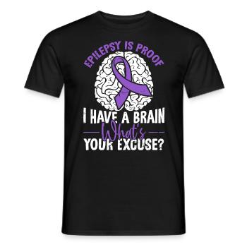 Epilepsy Is Proof I Have A Brain Purple Ribbon - Men's T-Shirt - black - Front - AI Model Male 178 light (178cm)