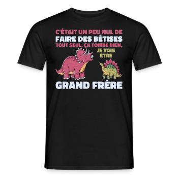 Futur Grand Frère Dinosaure Grand Frère Cadeau - T-shirt homme - noir - Devant - AI Model Male 178 light (178cm)