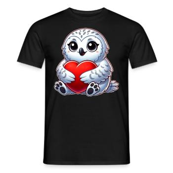 Herzige Schneeeule verliebt Valentinstag - Männer T-Shirt - Schwarz - Vorne - AI Model Male 178 light (178cm)