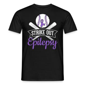 Strike Out Epilepsie Lila Band Lustiger Baseball - Männer T-Shirt - Schwarz - Vorne - AI Model Male 178 light (178cm)