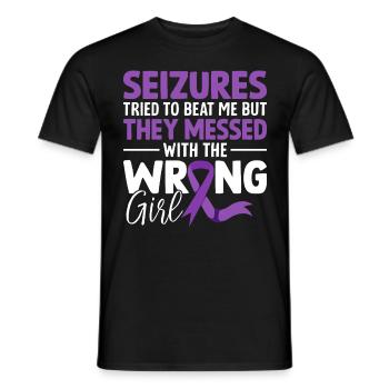 Krampfanfälle versuchten, mich zu besiegen lila Bandepilepsie - Männer T-Shirt - Schwarz - Vorne - AI Model Male 178 light (178cm)