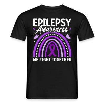 We Fight Together Purple Nervous System Epilepsy - Men's T-Shirt - black - Front - AI Model Male 178 light (178cm)