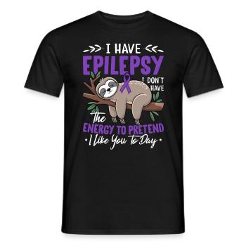 Je souffre d’épilepsie Système nerveux à ruban violet - T-shirt homme - noir - Devant - AI Model Male 178 light (178cm)
