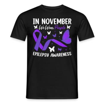 Im November tragen wir Purple Epilepsy Awareness - Männer T-Shirt - Schwarz - Vorne - AI Model Male 178 light (178cm)