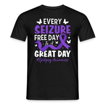 Every Seizure Free Day Purple Ribbon Epilepsy - Men's T-Shirt - black - Front - AI Model Male 178 light (178cm)