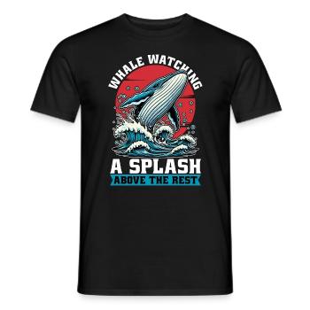 Observation des baleines : une éclaboussure au-dessus de l’animal marin - T-shirt homme - noir - Devant - AI Model Male 178 light (178cm)