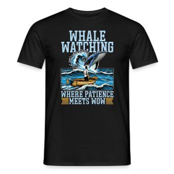 Observation des baleines : là où la patience rencontre les animaux marins - T-shirt homme - noir - Devant - AI Model Male 178 light (178cm)
