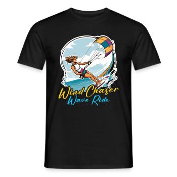 Kiteboarding Wind Chaser Wave Ride Kite Surfer - Men's T-Shirt - black - Front - AI Model Male 178 light (178cm)