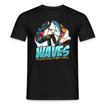 Kiteboarding Waves Wind And Wild Water Sports - Men's T-Shirt - black - Front - AI Model Male 178 light (178cm)