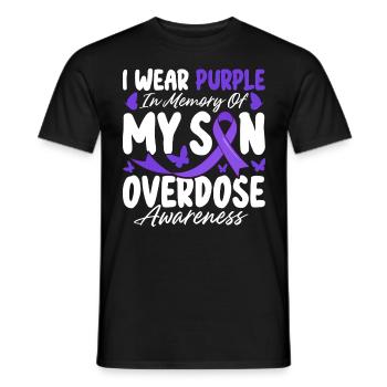 Je porte du violet en mémoire de mon fils Overdose Purple - T-shirt homme - noir - Devant - AI Model Male 178 light (178cm)