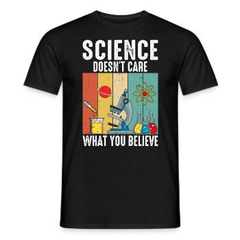 Science Doesn't Care What You Believe Retro - Men's T-Shirt - black - Front - AI Model Male 178 light (178cm)