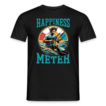 Kiteboarding Happiness Meter Water Sports Surfing - Männer T-Shirt - Schwarz - Vorne - AI Model Male 178 light (178cm)