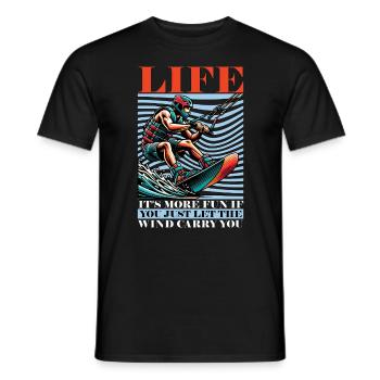 La vie de kitesurf est plus amusante si vous faites de la planche à voile - T-shirt homme - noir - Devant - AI Model Male 178 light (178cm)