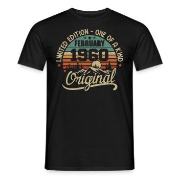 Né En Février 1960 Cadeau Millésime - Février 1960 - T-shirt homme - noir - Devant - AI Model Male 178 light (178cm)