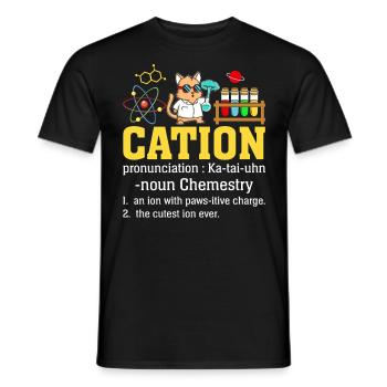 cation Drôle Définition Science Chimie Chat - T-shirt homme - noir - Devant - AI Model Male 178 light (178cm)