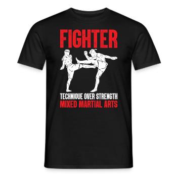 Fighter Technique Over Strength Funny MMA Martial - Men's T-Shirt - black - Front - AI Model Male 178 light (178cm)