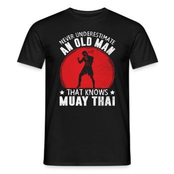 Vieil homme Muay Thai Drôle MMA Art de huit membres - T-shirt homme - noir - Devant - AI Model Male 178 light (178cm)