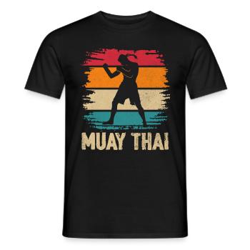 Muay Thai Retro Thai Boxen Kunst der acht Gliedmaßen - Männer T-Shirt - Schwarz - Vorne - AI Model Male 178 light (178cm)
