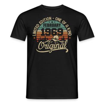 Né En Février 1969 Cadeau Millésime - Février 1969 - T-shirt homme - noir - Devant - AI Model Male 178 light (178cm)