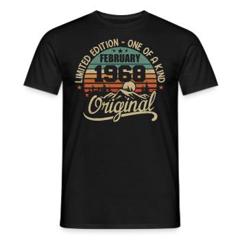 Né En Février 1968 Cadeau Millésime - Février 1968 - T-shirt homme - noir - Devant - AI Model Male 178 light (178cm)