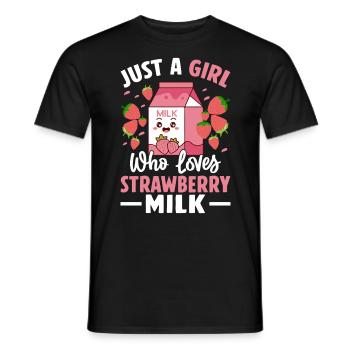 Milchgetränk mit Erdbeermilchgeschmack Tagebuch - Männer T-Shirt - Schwarz - Vorne - AI Model Male 178 light (178cm)