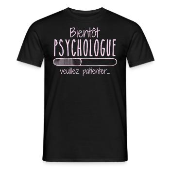Métier Psychologue En Cours Bientôt Psychologue - T-shirt homme - noir - Devant - AI Model Male 178 light (178cm)