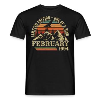 Février 1994 Rétro Né en Février 1994 Anniversaire - T-shirt homme - noir - Devant - AI Model Male 178 light (178cm)