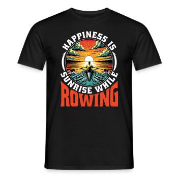 Le bonheur de l’aviron est le lever du soleil en pagayant - T-shirt homme - noir - Devant - AI Model Male 178 light (178cm)