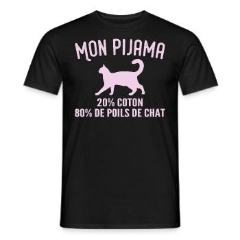 Pyjama De Poils De Chat Humour - T-shirt homme - noir - Devant - AI Model Male 178 light (178cm)