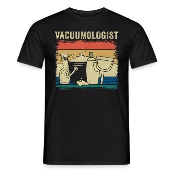 Vacuumologist Retro Cleaning Funny Housekeeping - Men's T-Shirt - black - Front - AI Model Male 178 light (178cm)