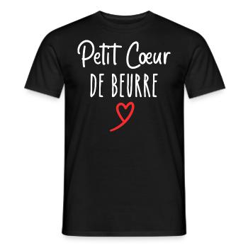 petit cœur de beurre - T-shirt homme - noir - Devant - AI Model Male 178 light (178cm)