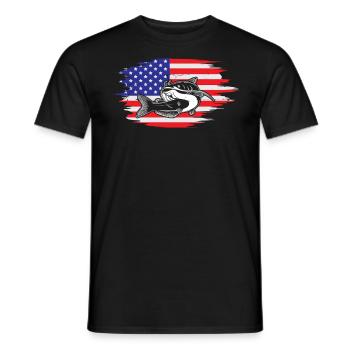 Lustiges Angeln USA Flagge Angler Wels Angeln - Männer T-Shirt - Schwarz - Vorne - AI Model Male 178 light (178cm)