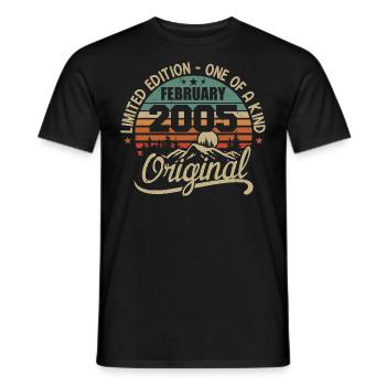 Born In February 2005 Vintage Gift - February 2005 - Men's T-Shirt - black - Front - AI Model Male 178 light (178cm)