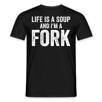 Life Is A Soup And I'm A Fork Tees | Funny - T-shirt homme - noir - Devant - AI Model Male 178 light (178cm)