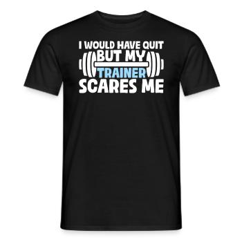 J’aurais bien arrêté mais mon entraîneur me fait drôle peur - T-shirt homme - noir - Devant - AI Model Male 178 light (178cm)