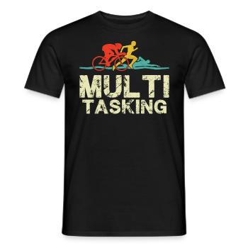 Multitâche Drôle Triathlon Rétro Vintage - T-shirt homme - noir - Devant - AI Model Male 178 light (178cm)