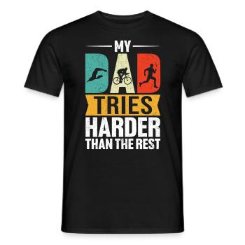 Mein Vater Versucht Härter Lustiger Triathlon Vater Retro - Männer T-Shirt - Schwarz - Vorne - AI Model Male 178 light (178cm)