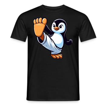 Cool pingouin dessin animé Karaté Sportif - T-shirt homme - noir - Devant - AI Model Male 178 light (178cm)