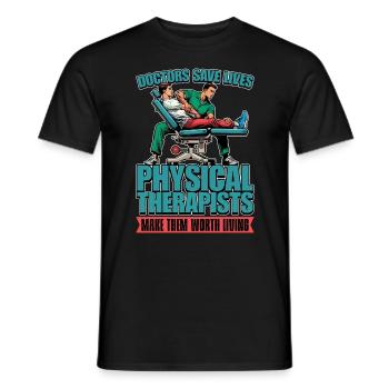 Les médecins physiothérapeutes sauvent des vies Chiropraticien - T-shirt homme - noir - Devant - AI Model Male 178 light (178cm)