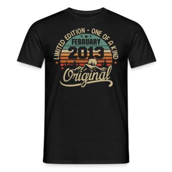Born In February 2013 Vintage Gift - February 2013 - Men's T-Shirt - black - Front - AI Model Male 178 light (178cm)