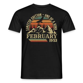 Februar 1953 Retro Geboren Februar 1953 Geburtstag - Männer T-Shirt - Schwarz - Vorne - AI Model Male 178 light (178cm)