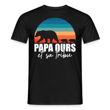 Papa ours - Petits ours - T-shirt homme - noir - Devant - AI Model Male 178 light (178cm)
