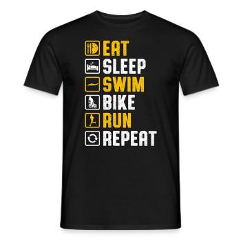 Manger Dormir Nager Vélo Courir Répéter Triathlon drôle - T-shirt homme - noir - Devant - AI Model Male 178 light (178cm)