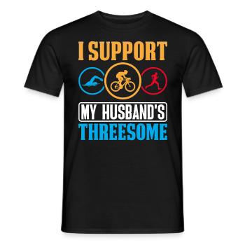 Je soutiens le trio de mon mari Rétro drôle - T-shirt homme - noir - Devant - AI Model Male 178 light (178cm)
