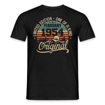 Born In February 1954 Vintage Gift - February 1954 - Men's T-Shirt - black - Front - AI Model Male 178 light (178cm)