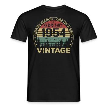 Vintage February 1954 Retro February 1954 Gift - Men's T-Shirt - black - Front - AI Model Male 178 light (178cm)